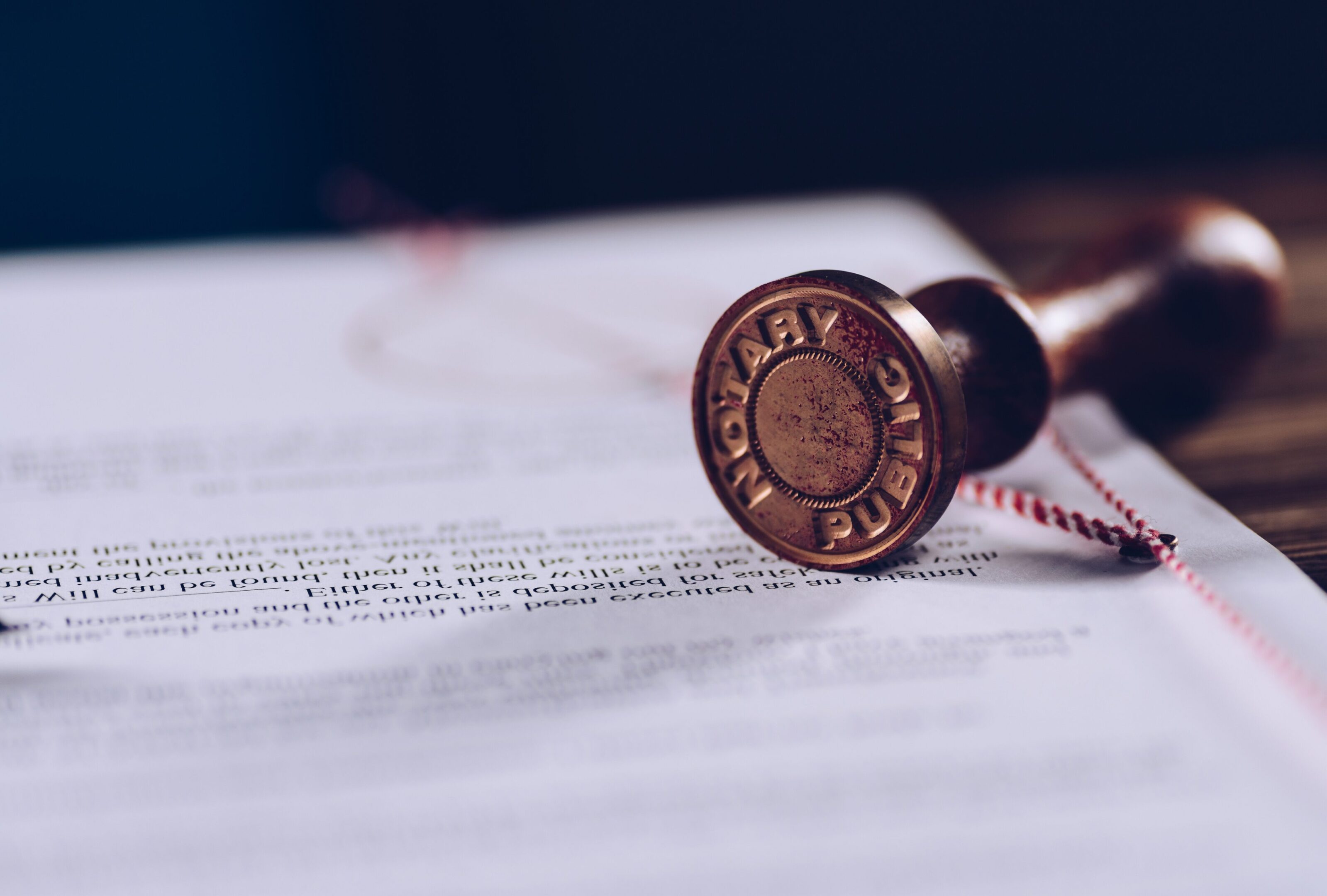 Notary stamp on official document.
