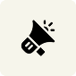 Megaphone icon on dark background.