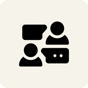 Two people with speech bubbles icon.